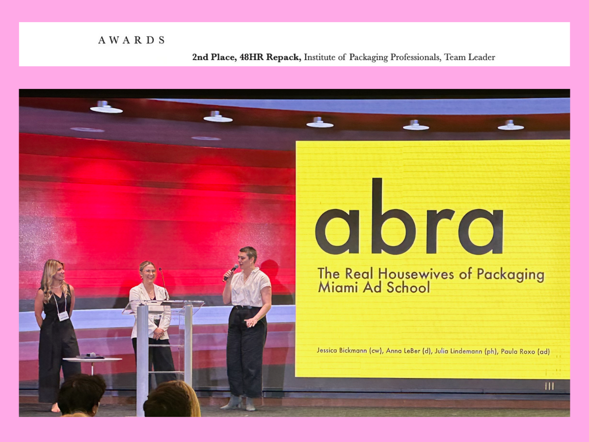 The 2024 Miami Ad School student team "The Real Housewives of Packaging"—Anna LeBer, Julia Lindemann, Paula Roxo, and Jessica Bickmann.